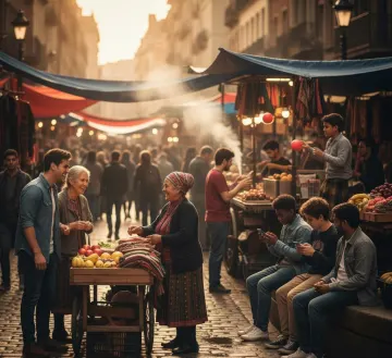 european-street-market-vendor-customers