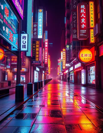 Neon City Street Wallpaper