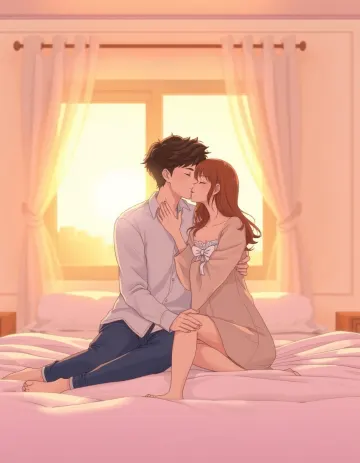 Sunset Kiss in a Dreamy Embrace