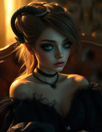 Fantasy girl black dress wallpaper