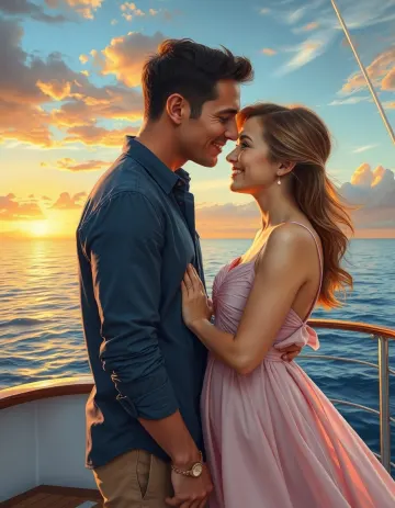 Couple pose on boat