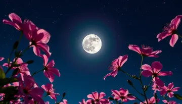 Flower with moon light 4k wallpaper