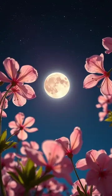 Pinky flower glow on moon light