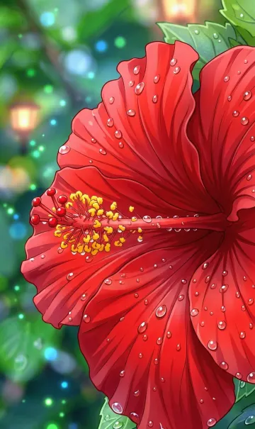 Dewdrops on the Crimson Petals