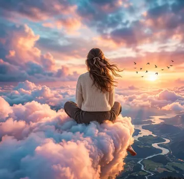 Floating Cloud Girl WhatsApp DP 4K – Dreamy Sky Aesthetic Profile Picture