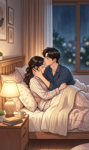 Romantic Manhwa Couple Cozy Bedroom Love Wallpaper 4K
