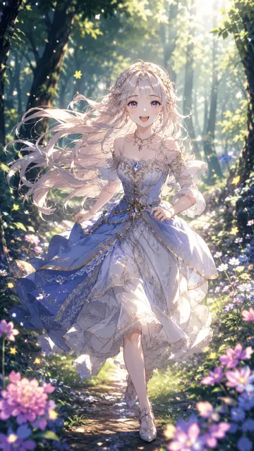 Enchanting Manhwa Princess Running Through a Magical Forest