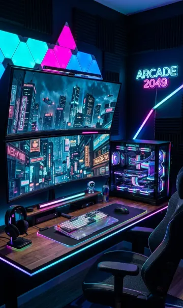 Epic RGB Gaming Setup Wallpaper 4K for Mobile