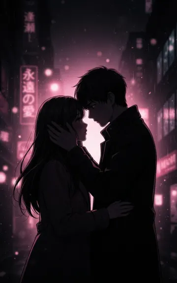 Silhouette Romance - Dark Aesthetic Couple Wallpaper