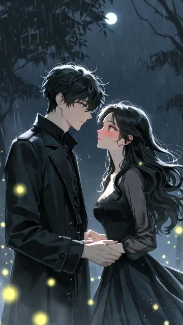 Dark Romantic Manhwa Couple Wallpaper 4K - AMOLED Korean Webtoon Mobile Background