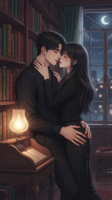 Midnight Romance in the Library 4k
