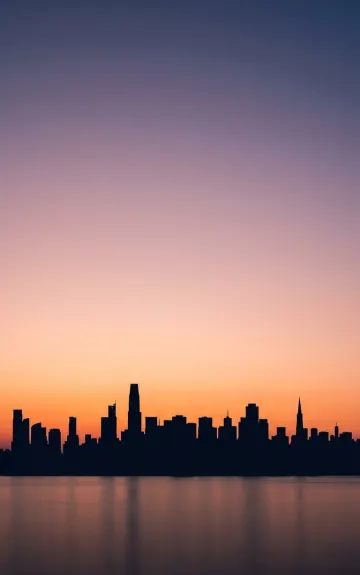 Minimalist City Skyline Sunset Wallpaper | HD Vertical Mobile Background