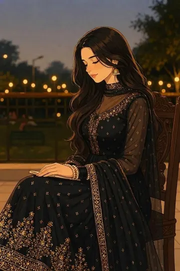 Serene Evening Elegant Girl in Traditional Wear – Download 4K Wallpaper