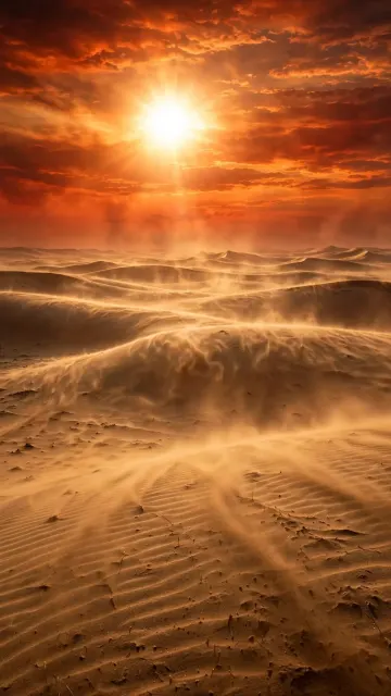Hot Desert Sun Wallpaper 4K | Scorching Sun Sand Dunes Heat Waves HD