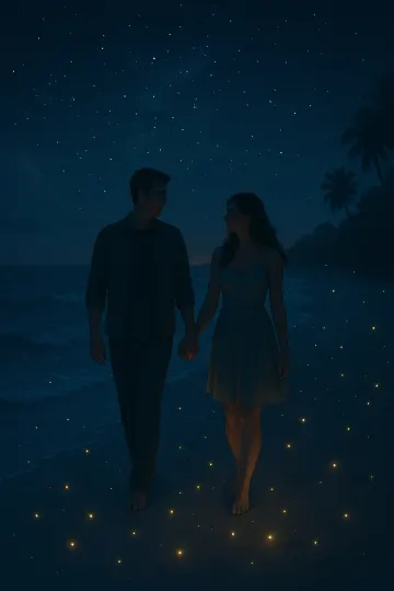 Couple walk in beach