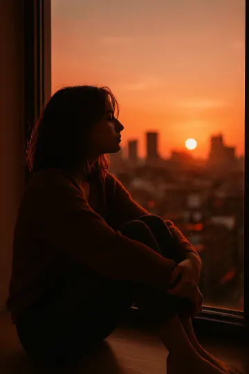 Girl sit by the window