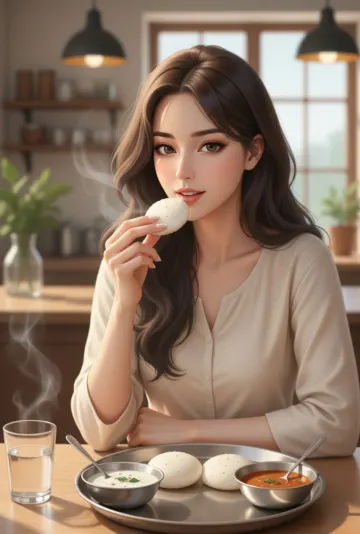 woman-eating-idli