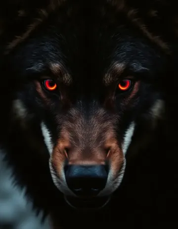 Wolf with Glowing Red Eyes