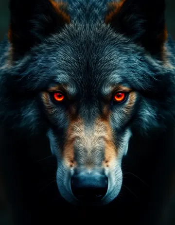 Wolf with Intense Red Eyes