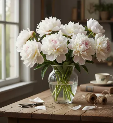 White-Peony-Bouquet-Vase-Table