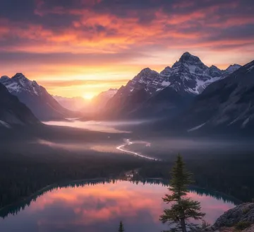 majestic-mountain-lake-sunrise-alpenglow