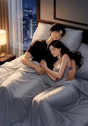 couple-cuddling-sleeping-city-view-night