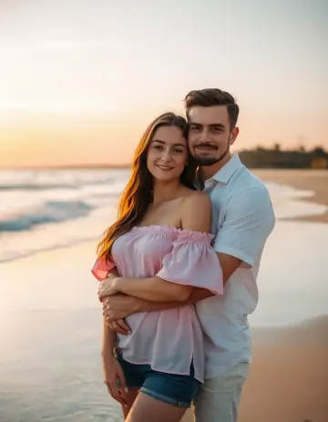 Couples beach at sunset