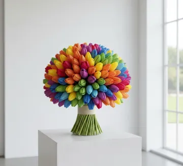 rainbow-tulip-bouquet-modern-white-setting