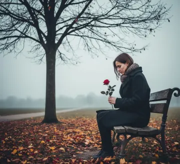 melancholy-woman-bench-rose-autumn