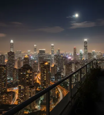Nighttime-Rooftop-Cityscape-Skyline-Haze