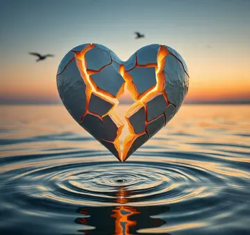 cracked-glowing-heart-sunset-water