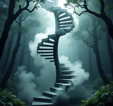 Mystical-Spiral-Staircase-Forest-Fog