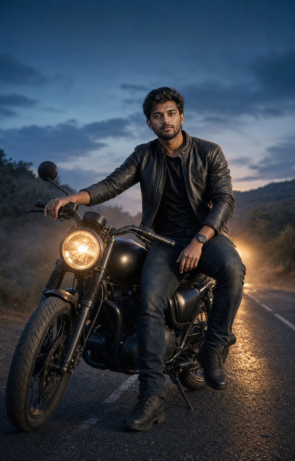 Cinematic Bike Rider Gemini AI Photo Prompt for Boys