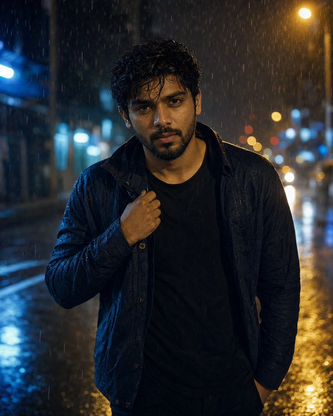Rainy Night Hero Gemini AI Photo Editing Prompt AI Photo Template