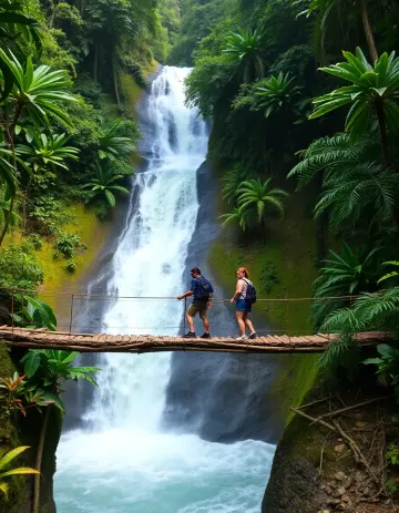 Crossing a wooden bridge