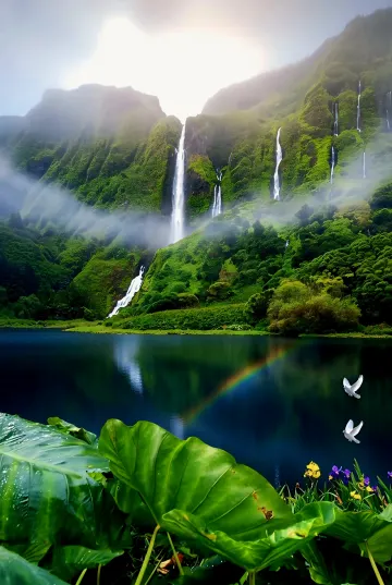 lush-green-waterfalls-volcanic-lake-rainbow