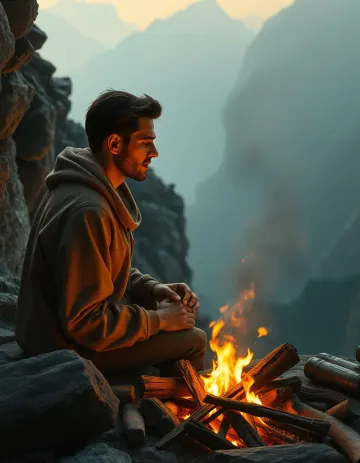 Campfire in a mountain