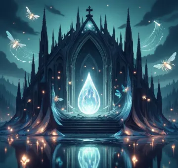 Mystical Gothic Cathedral with Glowing Crystal