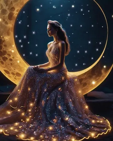 celestial-woman-glitter-dress-moon-night