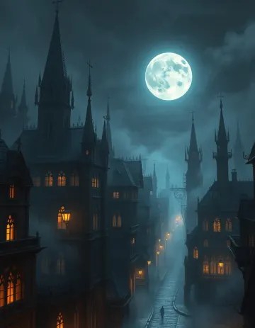 Dark fantasy cityscape moonlight 4k wallpaper