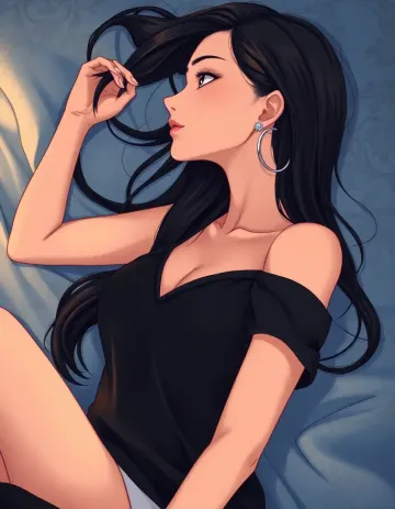 Woman lies on a bed