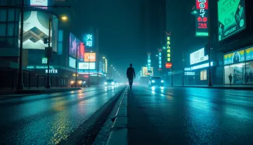Rainy Street Reflection Desktop Wallpaper