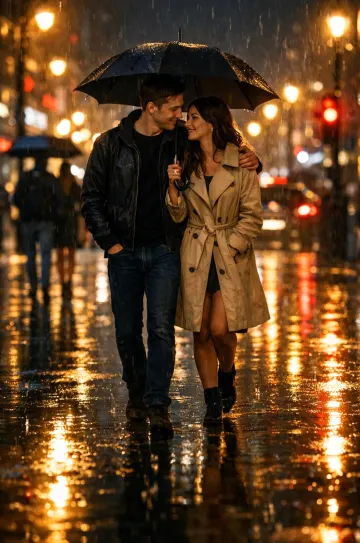 Street photography of romantic couple