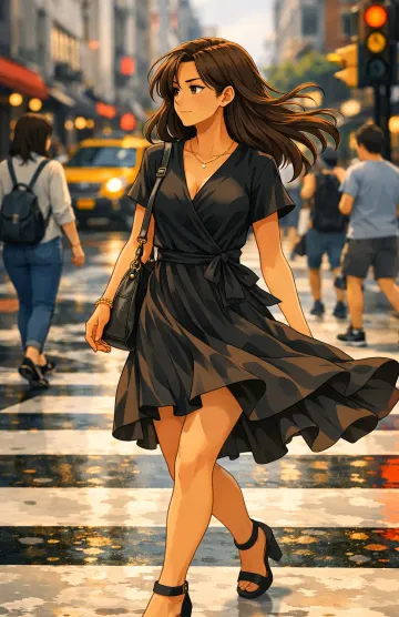 Woman crosswalk on street photography