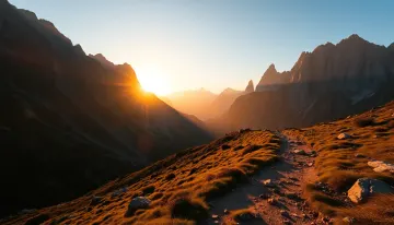 Sunrise Mountain Hiking Trail Wallpaper 4K HD