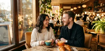 A beautiful couple on coffee shop