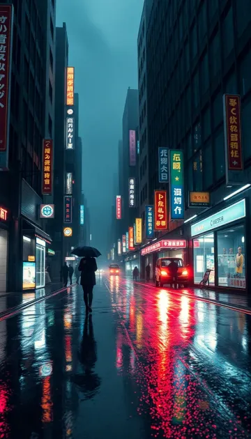 Neon Rain Street 4k wallpaper