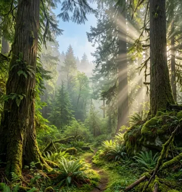 Emerald Forest Mist Nature 4K Wallpaper