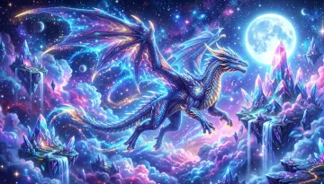 Celestial Dragon and the Crystal Sky – Fantasy 4K Wallpaper