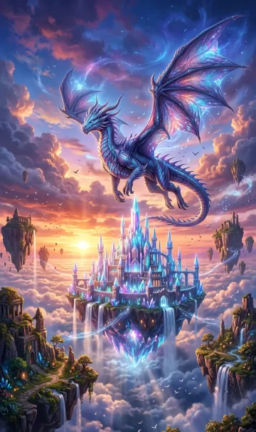 Fantasy Dragon Castle 4K Wallpaper